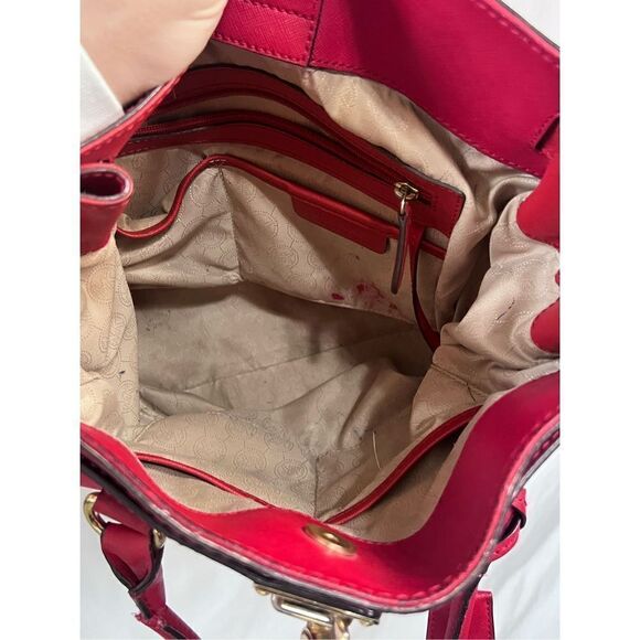 Michael Kors lipstick red and gold oversized purse - Picture 7 of 10